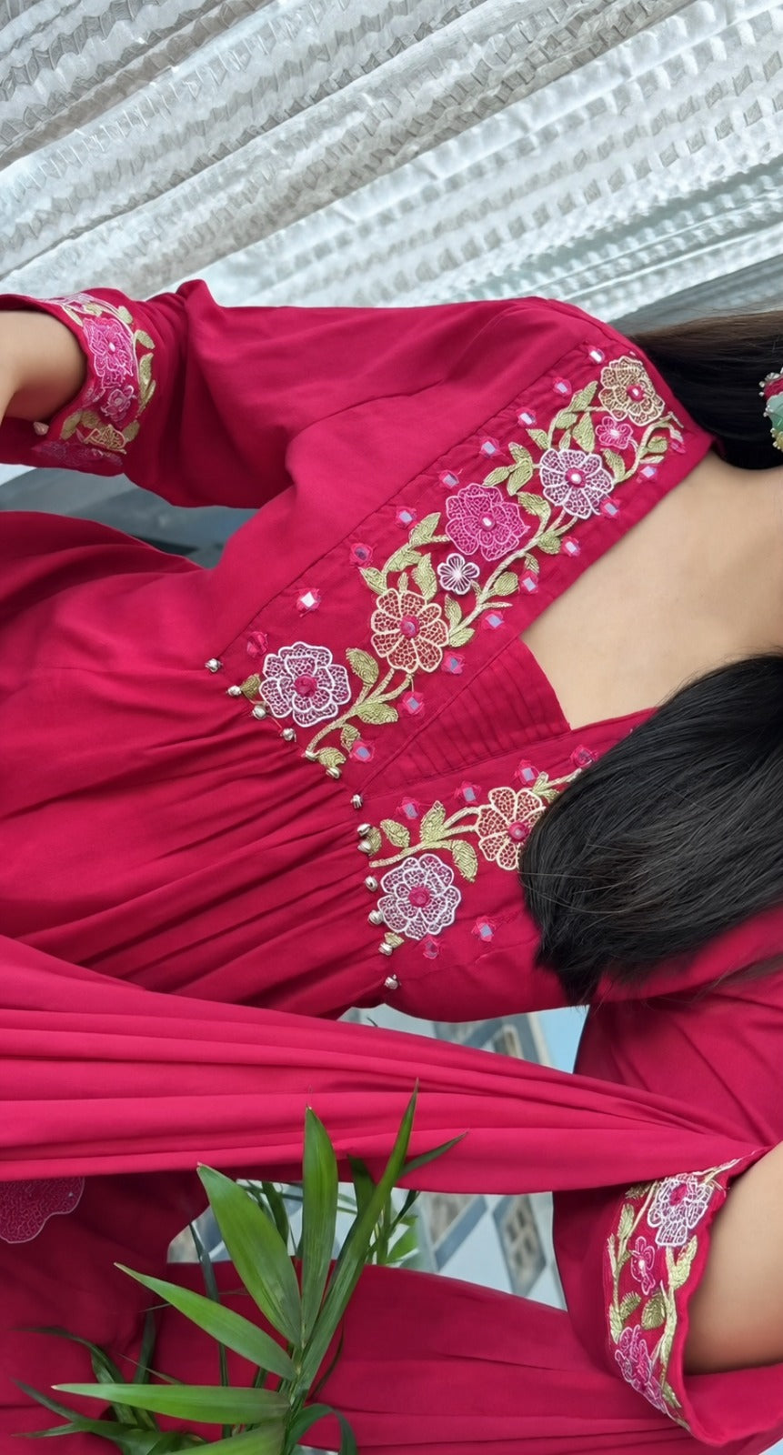 Pink Embroidered Anarkali Kurta Set with Dupatta for Women